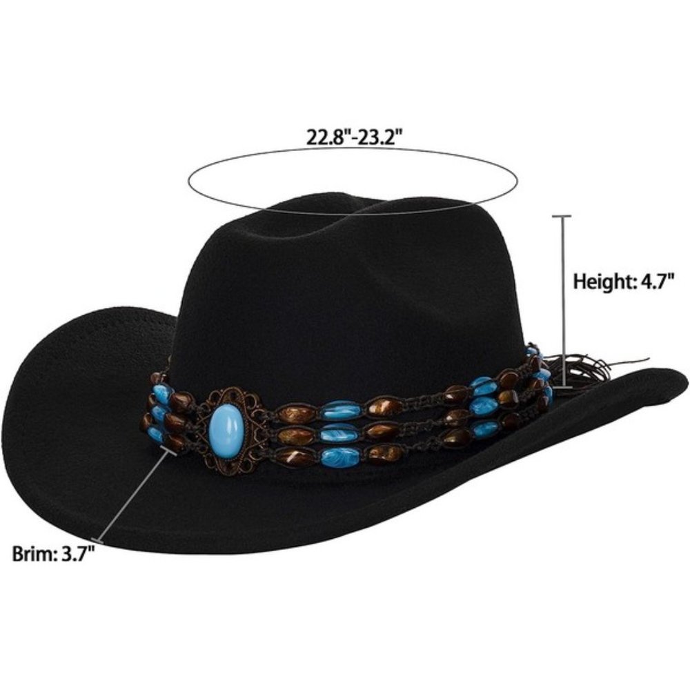 NEW Western Cowboy Hat for Men Women - Black Blue
